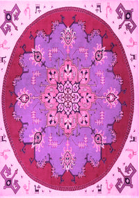 Medallion Pink Traditional Rug, tr1694pnk