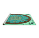 Sideview of Machine Washable Medallion Turquoise Traditional Area Rugs, wshtr1694turq