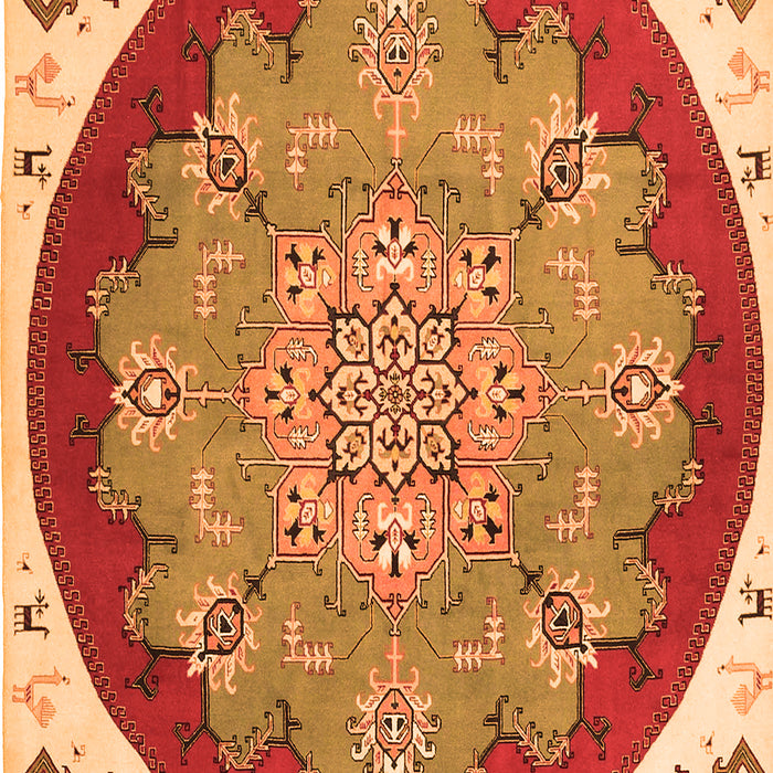 Serging Thickness of Machine Washable Medallion Orange Traditional Area Rugs, wshtr1694org