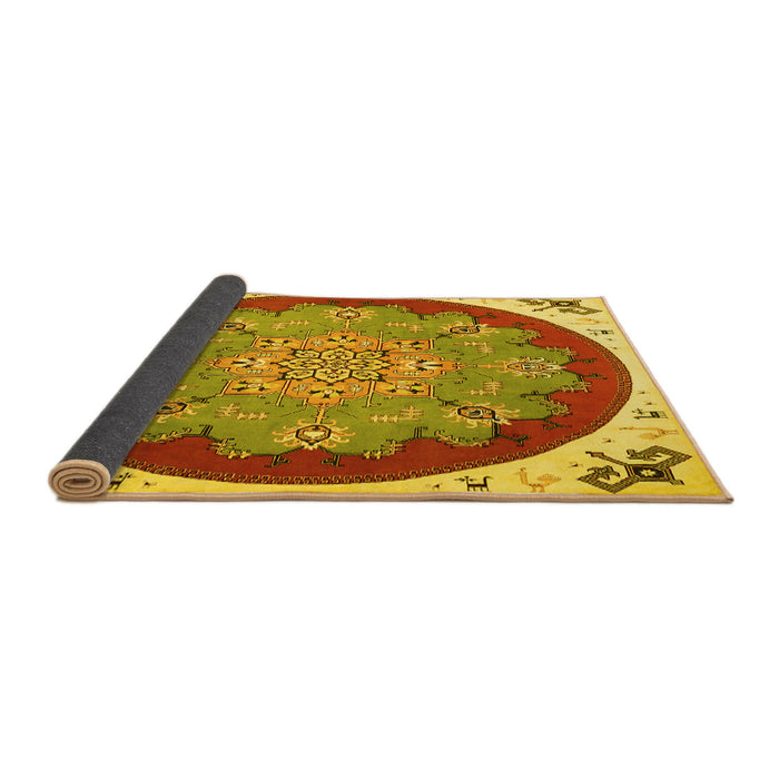 Sideview of Medallion Yellow Traditional Rug, tr1694yw