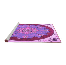 Sideview of Machine Washable Medallion Purple Traditional Area Rugs, wshtr1694pur