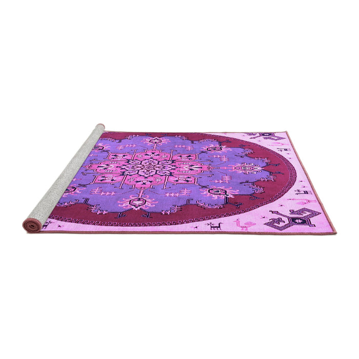 Sideview of Machine Washable Medallion Purple Traditional Area Rugs, wshtr1694pur