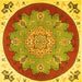 Square Medallion Yellow Traditional Rug, tr1694yw