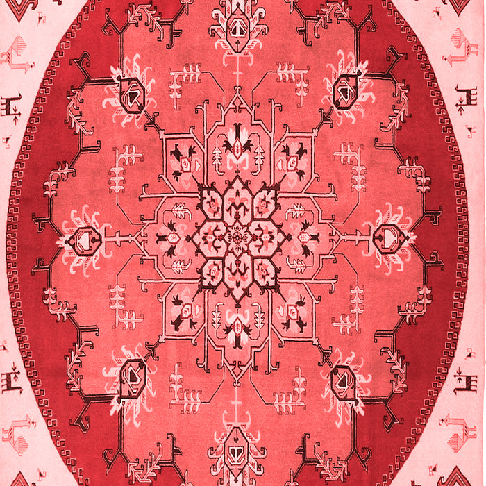 Machine Washable Medallion Red Traditional Rug, wshtr1694red