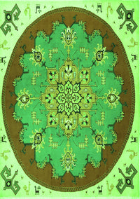 Medallion Green Traditional Rug, tr1694grn