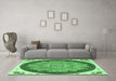 Machine Washable Medallion Emerald Green Traditional Area Rugs in a Living Room,, wshtr1694emgrn