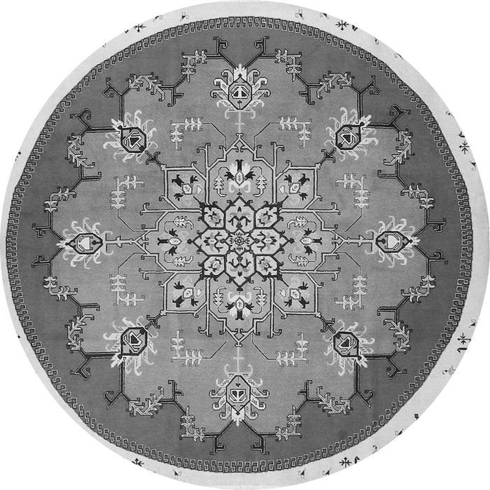 Machine Washable Medallion Gray Traditional Rug, wshtr1694gry