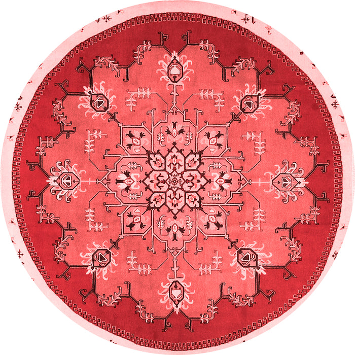 Machine Washable Medallion Red Traditional Rug, wshtr1694red