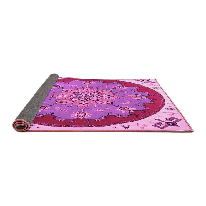 Sideview of Medallion Pink Traditional Rug, tr1694pnk