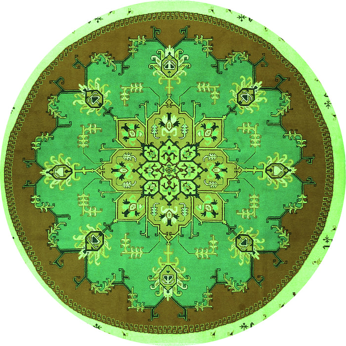 Machine Washable Medallion Green Traditional Area Rugs, wshtr1694grn