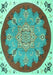 Medallion Turquoise Traditional Rug, tr1694turq