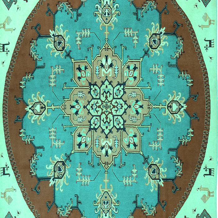 Medallion Turquoise Traditional Rug, tr1694turq