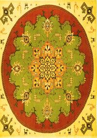 Medallion Yellow Traditional Rug, tr1694yw