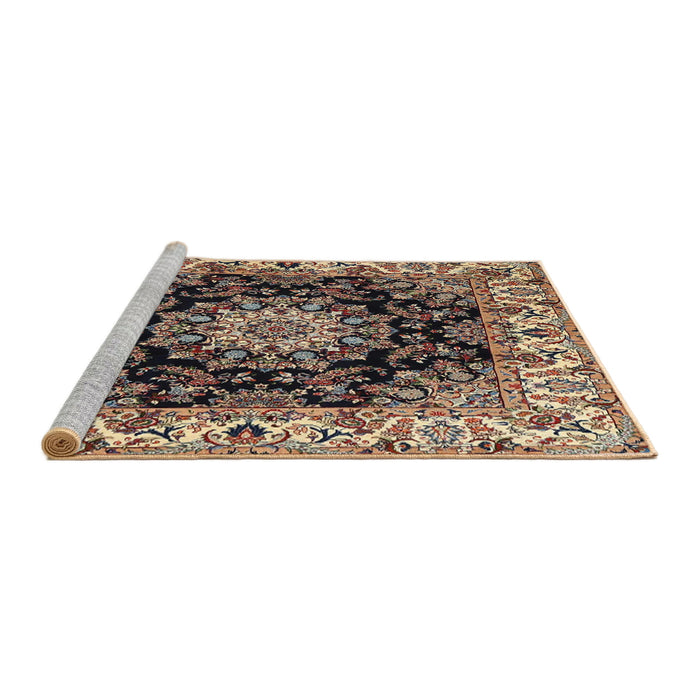 Sideview of Machine Washable Traditional Bakers Brown Rug, wshtr1695