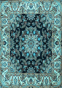 Medallion Light Blue Traditional Rug, tr1695lblu