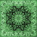 Square Medallion Emerald Green Traditional Rug, tr1695emgrn