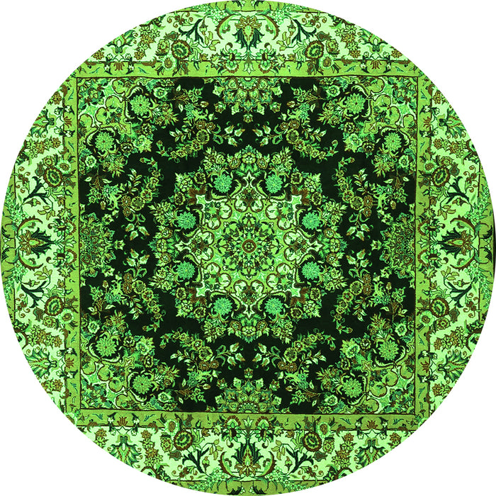 Machine Washable Medallion Green Traditional Area Rugs, wshtr1695grn