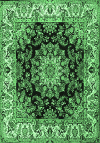 Medallion Emerald Green Traditional Rug, tr1695emgrn