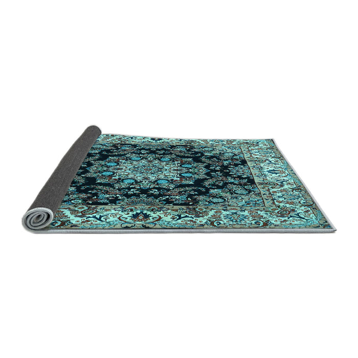 Sideview of Medallion Light Blue Traditional Rug, tr1695lblu