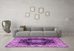 Machine Washable Medallion Purple Traditional Area Rugs in a Living Room, wshtr1695pur