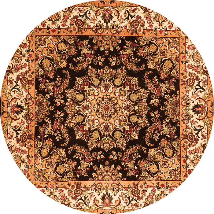 Machine Washable Medallion Orange Traditional Area Rugs, wshtr1695org