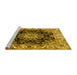 Sideview of Machine Washable Medallion Yellow Traditional Rug, wshtr1695yw