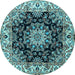 Round Medallion Light Blue Traditional Rug, tr1695lblu