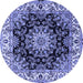 Round Medallion Blue Traditional Rug, tr1695blu