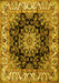 Machine Washable Medallion Yellow Traditional Rug, wshtr1695yw