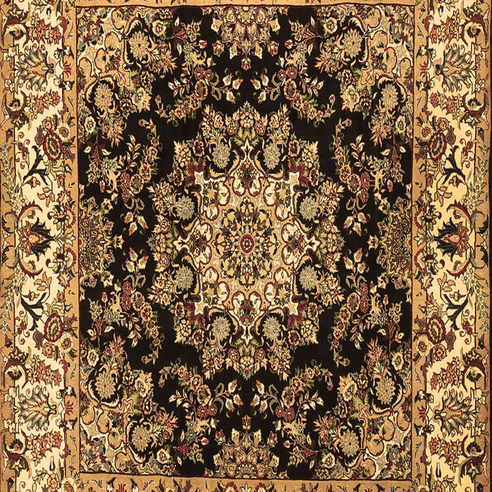 Machine Washable Medallion Brown Traditional Rug, wshtr1695brn