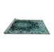 Sideview of Machine Washable Medallion Light Blue Traditional Rug, wshtr1695lblu