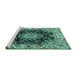 Sideview of Machine Washable Medallion Turquoise Traditional Area Rugs, wshtr1695turq