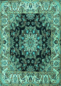 Medallion Turquoise Traditional Rug, tr1695turq