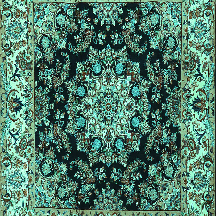 Medallion Turquoise Traditional Rug, tr1695turq
