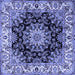 Square Medallion Blue Traditional Rug, tr1695blu