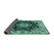 Sideview of Medallion Turquoise Traditional Rug, tr1695turq