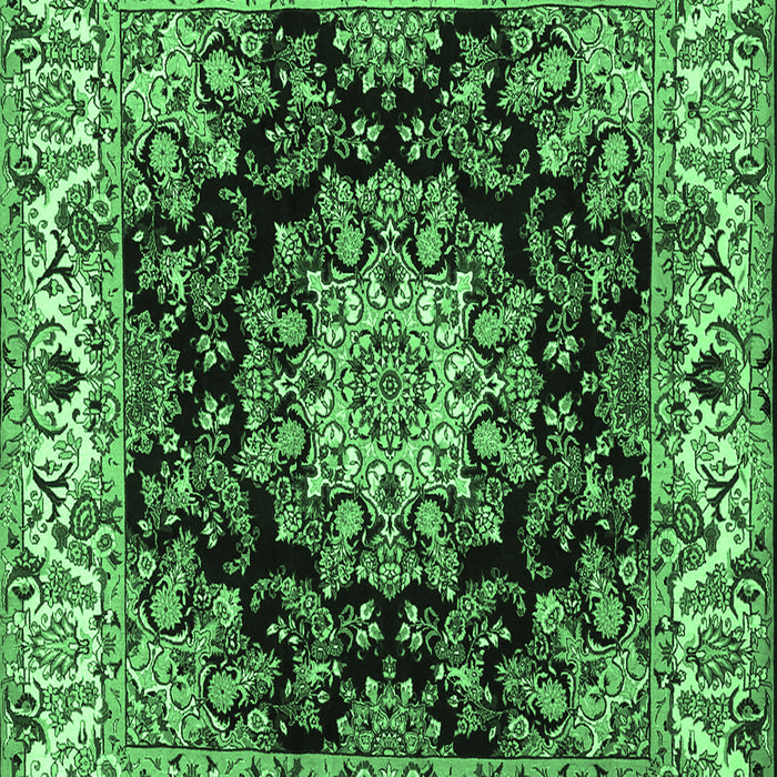Machine Washable Medallion Emerald Green Traditional Area Rugs, wshtr1695emgrn