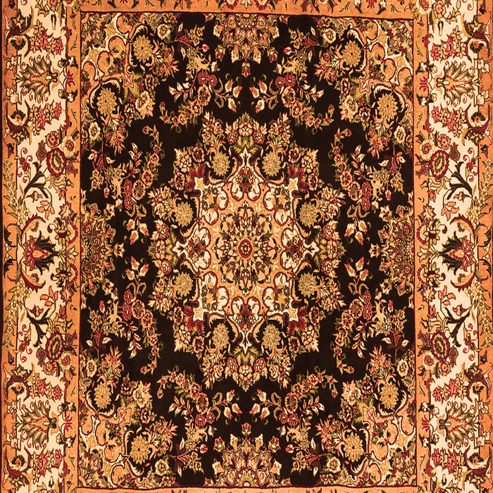 Serging Thickness of Machine Washable Medallion Orange Traditional Area Rugs, wshtr1695org