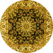 Round Medallion Yellow Traditional Rug, tr1695yw