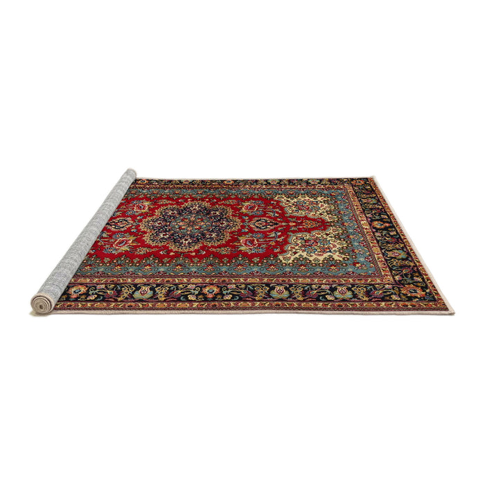Sideview of Machine Washable Traditional Saffron Red Rug, wshtr1696