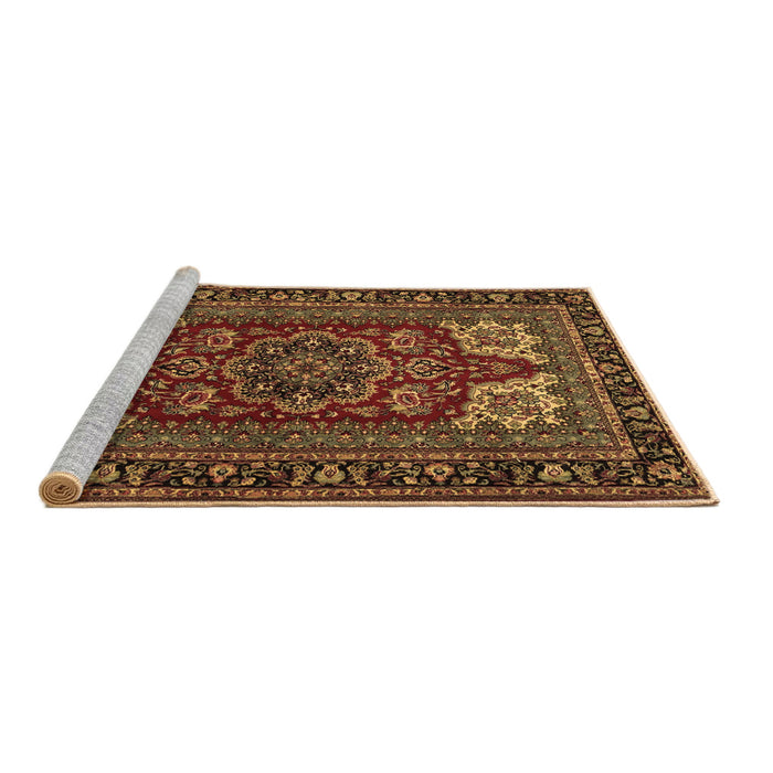 Sideview of Machine Washable Medallion Brown Traditional Rug, wshtr1696brn