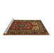 Sideview of Machine Washable Medallion Brown Traditional Rug, wshtr1696brn