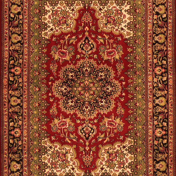 Serging Thickness of Machine Washable Medallion Orange Traditional Area Rugs, wshtr1696org