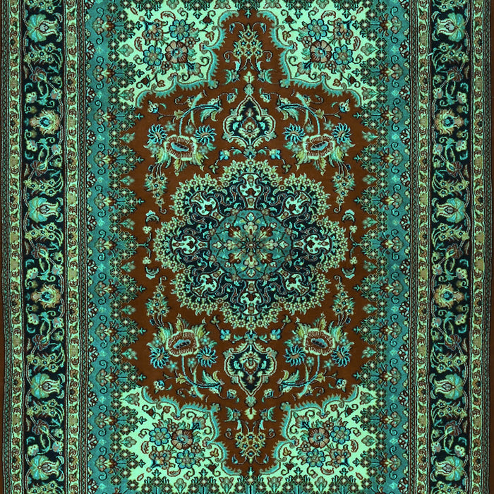 Machine Washable Medallion Turquoise Traditional Area Rugs, wshtr1696turq