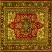 Square Medallion Yellow Traditional Rug, tr1696yw