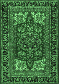 Medallion Emerald Green Traditional Rug, tr1696emgrn