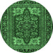 Round Medallion Emerald Green Traditional Rug, tr1696emgrn