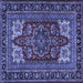 Square Medallion Blue Traditional Rug, tr1696blu