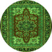 Square Medallion Green Traditional Rug, tr1696grn