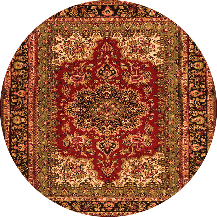 Square Medallion Orange Traditional Rug, tr1696org